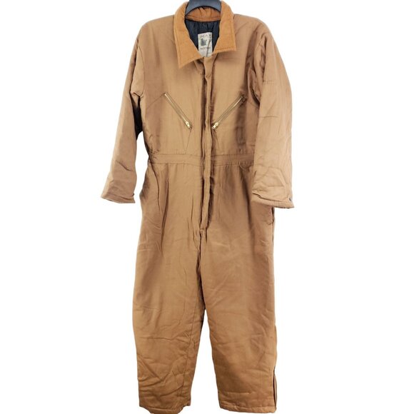 Bear River Insulated Coveralls Mens Large Brown Twill Workwear With Zipper - Picture 1 of 10